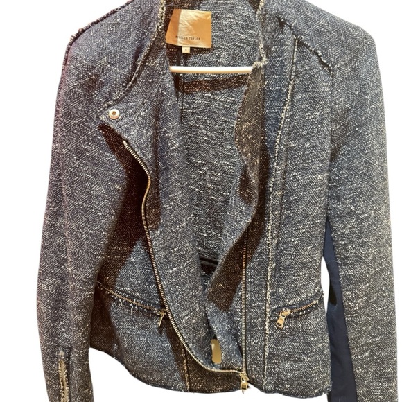 Rebecca Taylor Navy Blue Asymmetrical Zipper  Jacket. Sizev6 - Picture 2 of 4